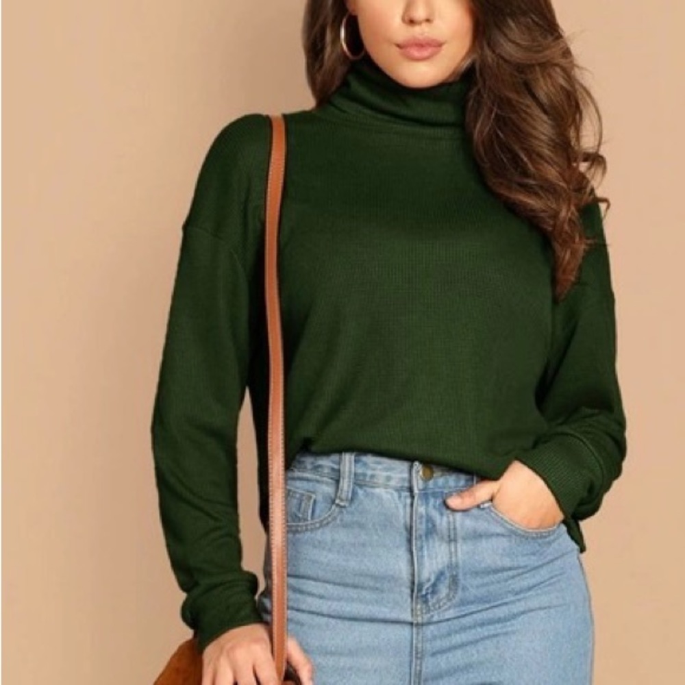 Turtleneck Sweater Green Deep Teal size M
